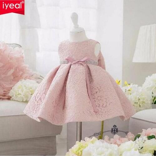 IYEAL Infant Baby Girl Birthday Party Dresses Baptism Christening Easter Gown Toddler Princess Lace Flower Dress for 0-2 Years