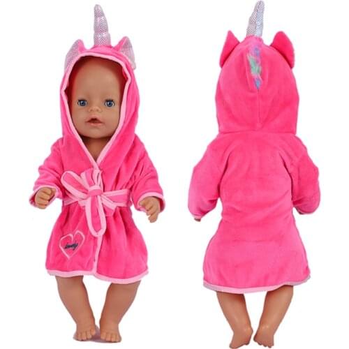 18 Inch Doll Clothes Unicorn Bathrobe Suit 43 Cm Doll Clothes Born Baby Fit American Girl Doll Accessories Dolls for Girls Gift