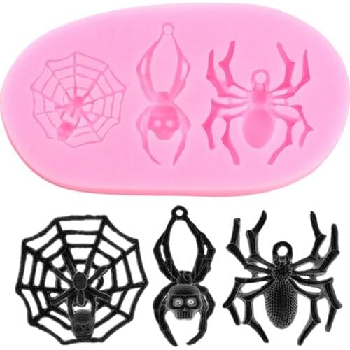 Small Halloween Spider Silicone Molds Spider Web Cupcake Topper Fondant Mold Candy Clay Chocolate Molds Cake Decorating Tools