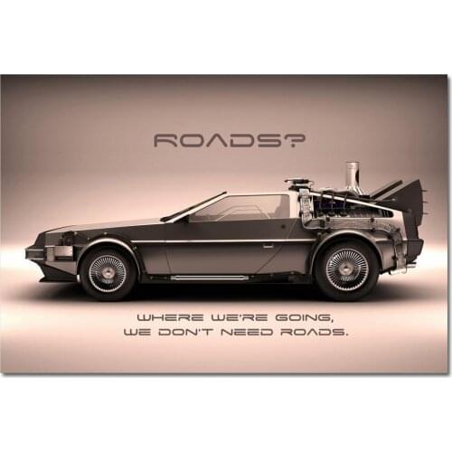 Back To The Future Delorean DMC-12 Supercar Posters and Prints Silk Painting Canvas Wall Art Modern Home Decorations