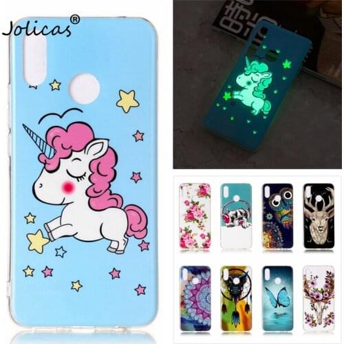 Nova 3i Luminous Case on sFor Coque Huawei P Smart Plus Case Owl Unicorn Cartoon Fundas For Huawei Nova 3i Soft Silicone Cover