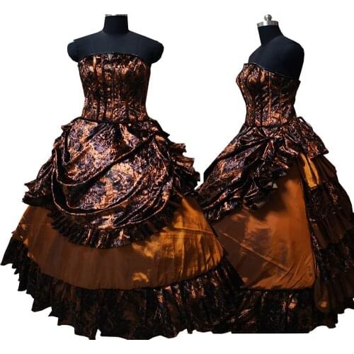 2020 New brown Vintage costumes 18th Duchess Retro medieval Renaissance Reenactment Theatre Civil war Victorian dress D-588