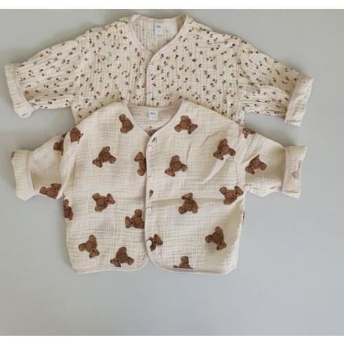 2021 Summer New Baby Toddler Boy Girl Cartoon Bear Pattern Fashion Long Sleeve Thin Sun Protection Coat Kid Breathable Clothes