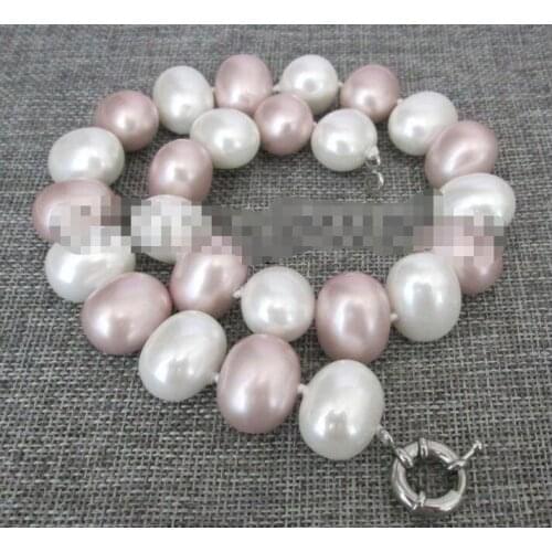 Charming 18" 20mm white & purple south shell pearl necklace