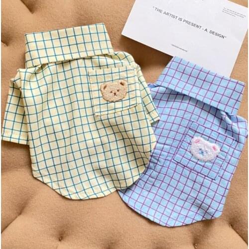 Bear Plaid Dog Clothes Summer Thin Shirt Teddy Schnauzer Summer Dress Pet Cat Small Dog Clothes