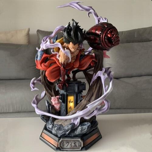 One Piece Monkey D Luffy Gear 4 Bound Man Statue Toys PVC Snake Form LED Light Action Figure Desk Collectible Toy Gift