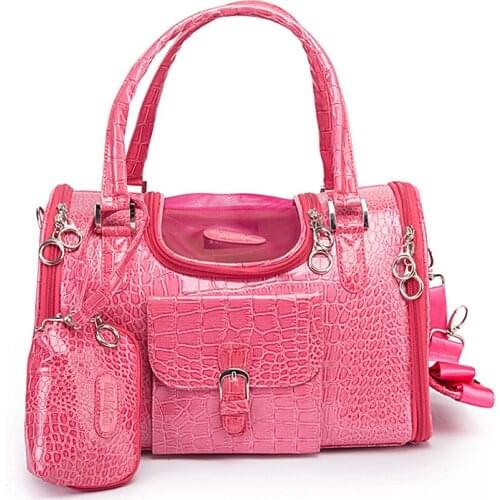 Portable Outdoor Pet Cat Dog Carrier Bag With Purse Leather Travel Small Dog Chihuahua Teddy Carrying Bag Handbag