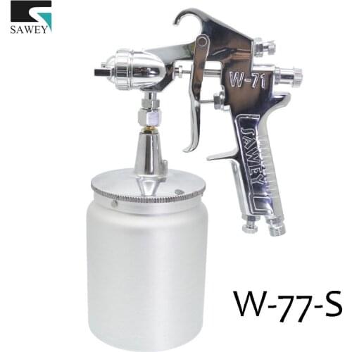 SAWEY W-77 HVLP Siphon Feed Spray Gun Silver Nozzle Size1.2/1.5/2.0/2.5mm,DIY HVLP Sprayer,FREE SHIPPING