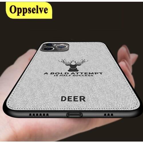 Deer Luxury Cloth Mobile Phone Case For iPhone 7 8 6 6S Plus X Xs Max Xr 11 Pro 12 Mini Max Textile Case Protective Cover Coques