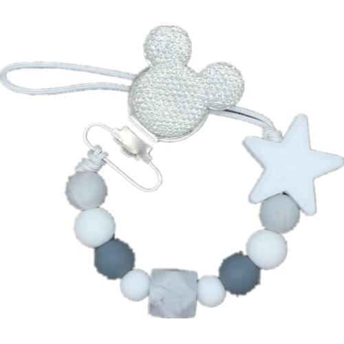 Silicone Round Beads and Star Beads Pacifier Clip Chain Strap Cute Dummy Nipple Leash Strap for Infant Toddler Baby Feeding