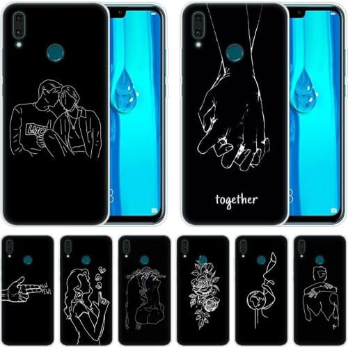 Hot Silicone Case Abstract Line Face art dark for Huawei Mate 30 20 Lite 10 Pro Y5 Y6 Y7 Pro 2019 Y9 Prime 2019 2018 Y6 Pro 2017