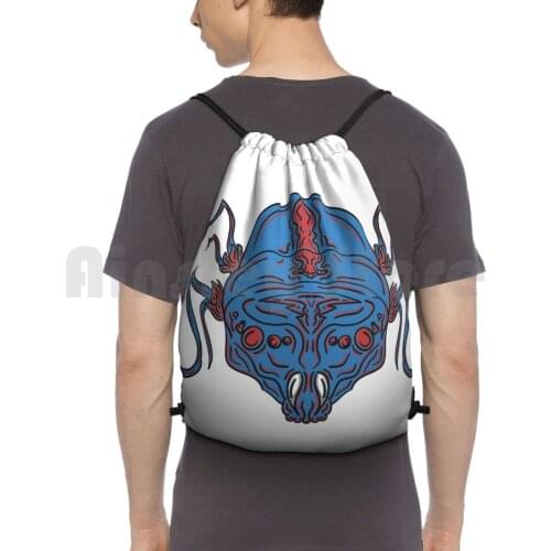 Blue Spider Ink Drawing Backpack Drawstring Bags Gym Bag Waterproof Spider Web Blue Hero Superhero Red Bug Arachnid