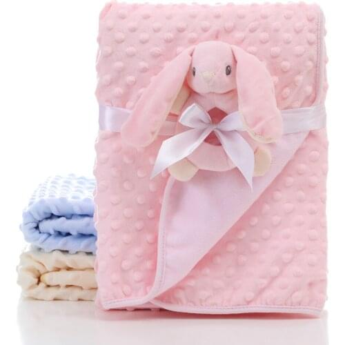 Super Soft Baby Blanket Double Pressure Bubble Handbell Cute Rabbit Children Blanket Maternal and Child Supplies Babe Quilt
