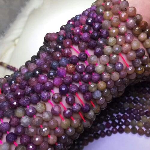 LOOSE BEADS Ruby faceted Round 7mm Gradient color wholesale for DIY jewelry necklace 36cm