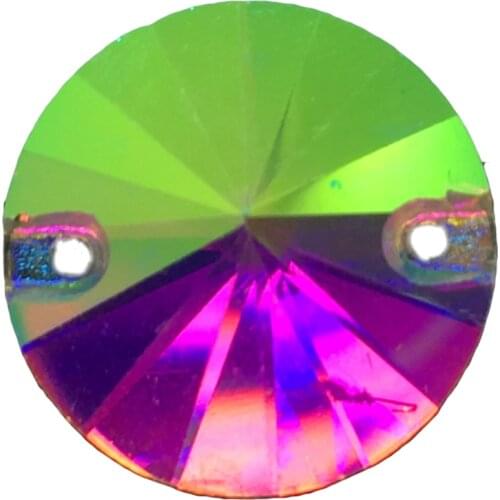 TopStone Crystal Clear AB Rivoli Sew On Stone Flatback 2 holes 8,10,12,14,16,18mm Round Glass Rhinestones for Dress Making