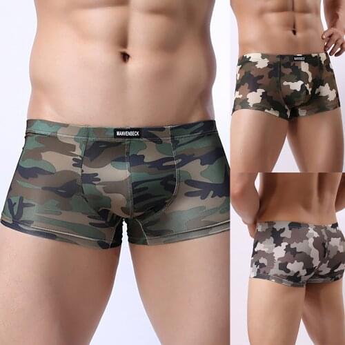 Men Softty Camouflag Print Underpants Knickers Pants Sexy Low Waist Underwears Mens Boxer Underpants Men Cotton Boxers