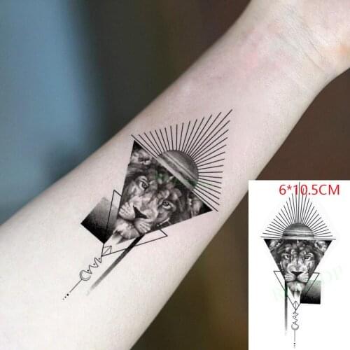 Waterproof Temporary Tattoo Sticker Lion Light Crown Planet Triangle Cool Body Art Flash Tattoo Fake Tattoo for Women Men