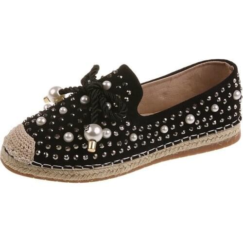 Womens Casual Shoes Bowknot Rivets Decor Anti-Skidding Comfortable Fashion Sweet Casual Espadrilles Shoes