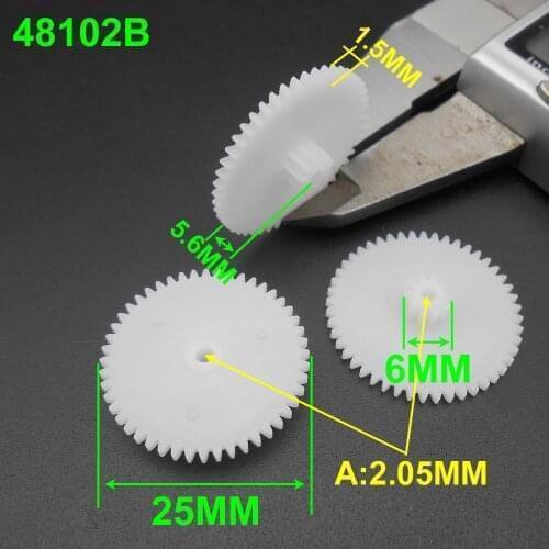 1000PCS 0.5 Modulus 0.5M Double Gear Reduction Bilayer Gears 48 Teeth + 10 Teeth Aperture 2.05mm 2B Loose Fitting 48T 10T 48102B