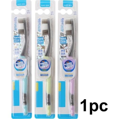 1Pc Super hard bristles Tooth brush for Adult Remove Smoke Blots Coffee Stains Toothbrush With Retail Package Random Color