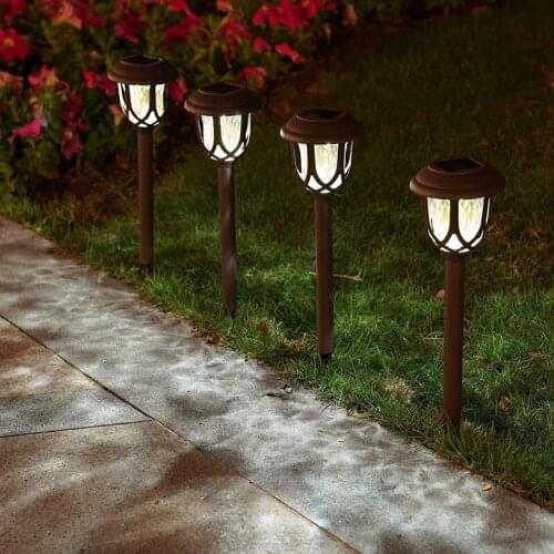 Solar Garden Lights Outdoor 10PCS Warm Color Landscape Path Lights Waterproof Outdoor Lighting Standing Lawn Lamps