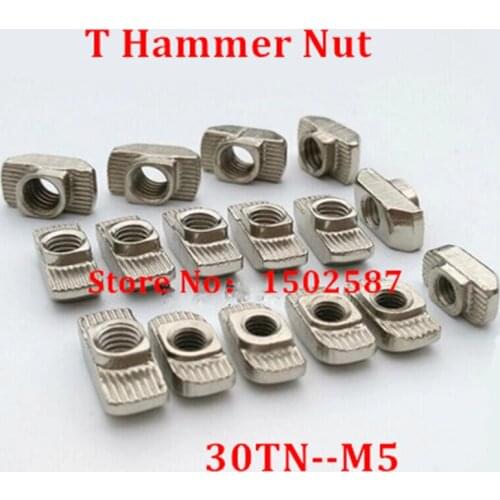 100pcs 30-M5 hammer nut M5 block t slot nuts for 3030 aluminum profile extrusion Slot 8mm