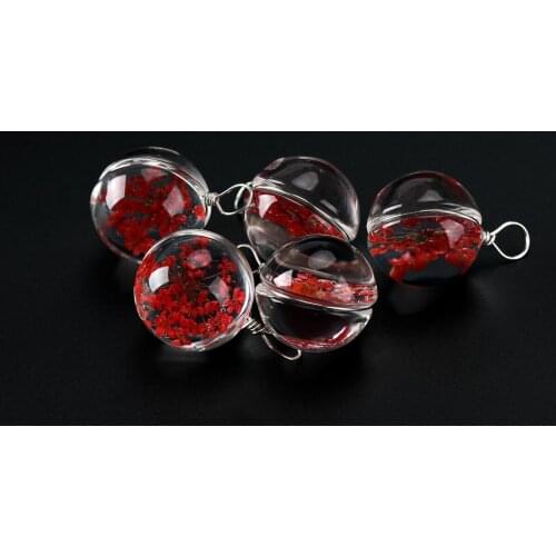 18# Iron Wire Natural Dried Flower with Glass Bead Jewelry Beads & Jewelry For Necklace Jewelry Making Beads #IZ318