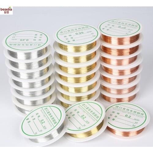 2-30Meters/Roll 0.2mm/0.25mm/0.3mm/0.4mm/0.5mm/0.6mm/0.8mm/1.0mm Dia, Alloy Copper Wire Silver/Gold/ Copper Crafts Beading Wire