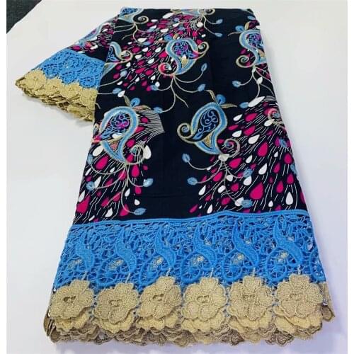 2021 Embroidery wax brode nigerian water soluble lace fabric high quality 6Yards cotton ankara african wax print lace j1-61