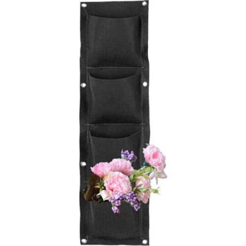 4 Pockets Flowers Bags Black Wall-mounted Planting Bag Vertical Plant Bag Vegetable Life Household Items Flower Pots Home Jardin
