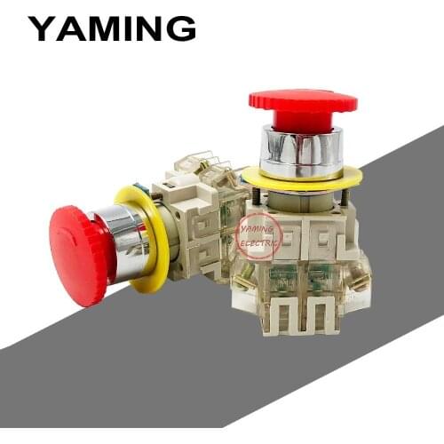 5PCS/lot 22mm Latching Emergency Stop Mushroom head push button switch 10A 380V turn to release NO NC LAY3