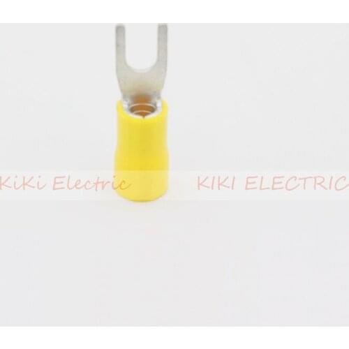 500pcs/pack SV5.5-8 Yellow Insulated Spade Terminal,Copper cold-press terminals 1.0mm thickness Cable Connector/Wire Connector