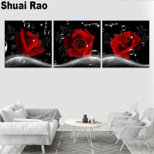 5d diy diamond painting red Roses black sky diamond mosaic full embroidery handmade rhinestones flower painting Kitchen Decor