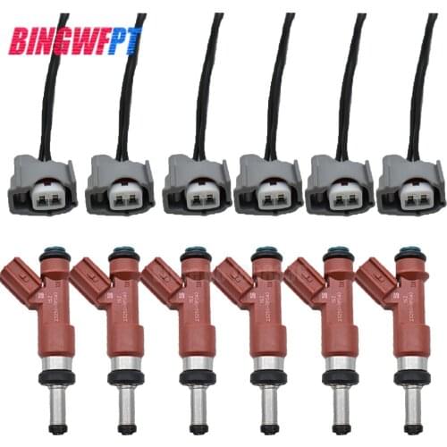 6pcs/lot 23209-31050 23250-31050 23250-0P040 Fuel injector + wires for Toyota Avalon Camry Highlander RAV4 Sienna Venza 3.5L V6