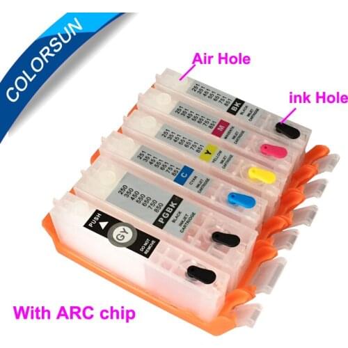 6PCS PGI-550 PGBK CLI-551 BK C M Y GY for canon MG6350 MG7150 MG7550 IP8750 refillable ink cartridge with arc chip pgi550