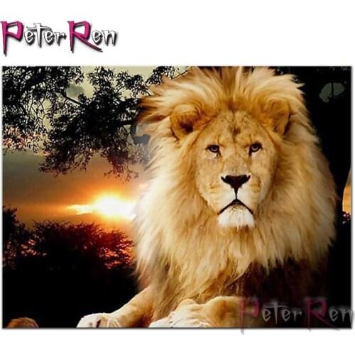 Diamond Painting 5D DIY Lion Animal Mosaic Embroidery Inlaid rhinestone pattern decorative cross stitch square and round Diamond