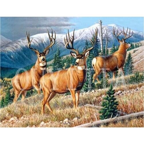 OUYIJIA5d DIY Diamond Painting Fortune Deer Full Square Round Rhinestone Embroidery Craft Home Decoration Painting Craft ToolSet