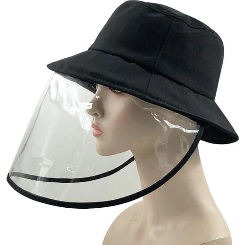 Anti-fog Panama Hat Unisex Summer Anti-saliva Bucket Hats Big Brim Transparent TPU protection Removable Fisherman hat Sun Cap