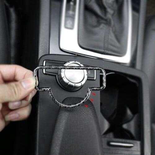 Car Carbon Fiber Center Gear Shift Panel Multimedia Control Frame Cover Trim For Mercedes Benz C Class W204 2007 2008 2009- 2013