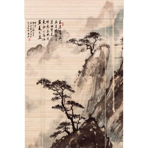 Chinese style Bamboo Curtain up and down retro Zen 3D spray painting Landscape painting