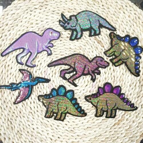 Sequin embroidery dinosaur animal cartoon patches for clothing CA-3