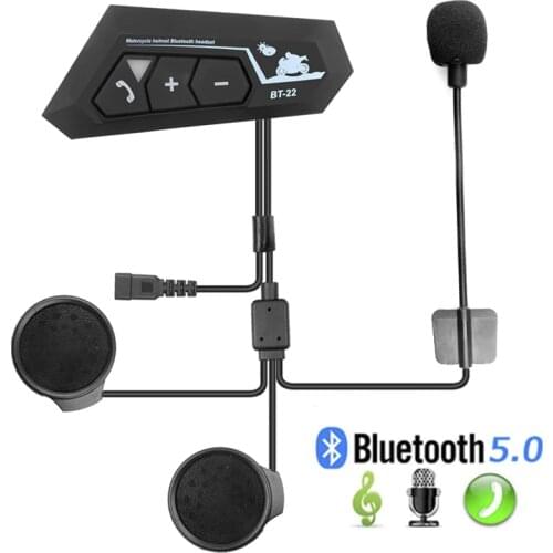 Motorcycle Bluetooth Headset Intercom Interconnection Outdoor Riding Headset Communication BT5.0 Stereo Interphone