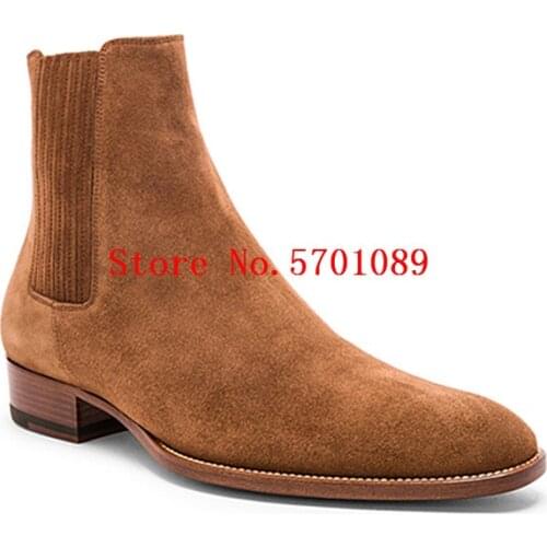 West Chelsea Boots Calf Leather Pointed Toe Elasticated Side Panels Mid Stacked Heel Rock Roll Luxury Shoes Wyatt Boots