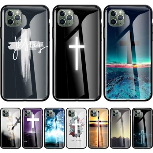 Bible Jesus Christ Cross Glass Cases For Apple iPhone 11 12 Pro Max SE 2020 XR XS X 7 8 6 6S Plus Tempered Phone Coque Shell