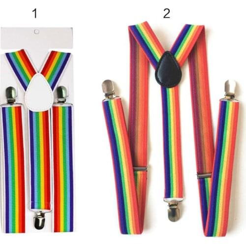 Children Rainbow Strap Clip Colorful Striped Baby Suspenders Belt Boys and Girls Fashion Straps Anti-drop Belts Buckle 449B