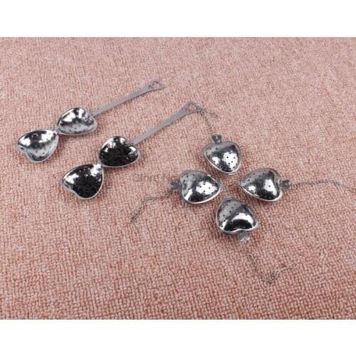 DHL 500pcs Heart Shaped Tea Infuser Spoon Strainer Stainless Steel Steeper Handle Shower