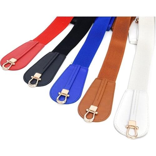 Women Elastic Belts Black Red White Skinny Thin PU Canvas Belt For Women Leather Waistband Female Buckle 60*1.5cm