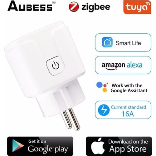 Tuya ZigBee Smart Plug EU 15A Power Monitor Timer Socket Smart Home Wireless Compatible Alexa Google Home Assistant 110-250V