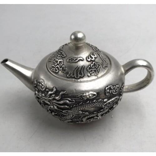 China White copper dragon teapot crafts statue