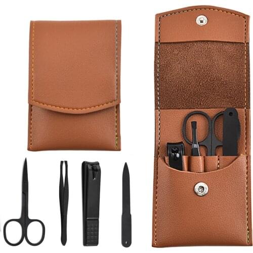 4pcs/set Nail Clippers Suit Nail Clippers Nail Scissors Fold Bag Beauty Manicure Nail File Tool